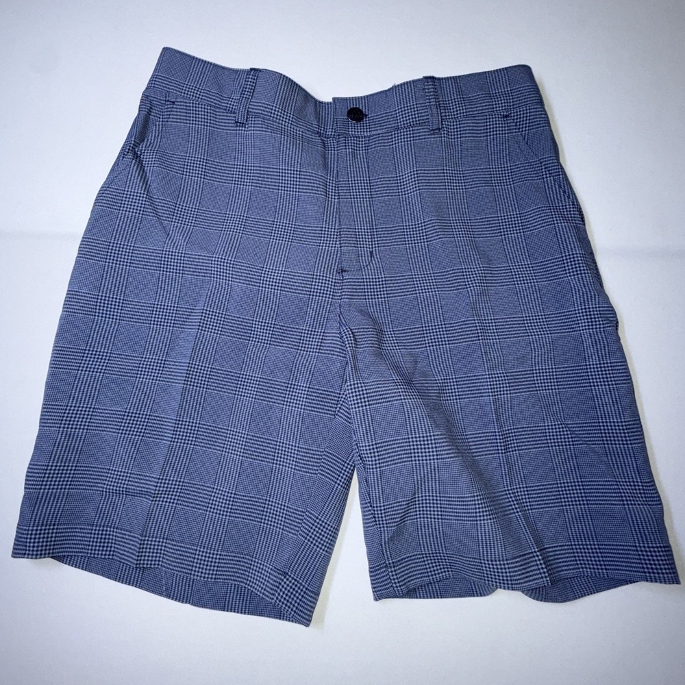 New Adidas Men's Plaid Check Golf Short Blue Sz 32 Preppy Casual‎ M Lightweight
